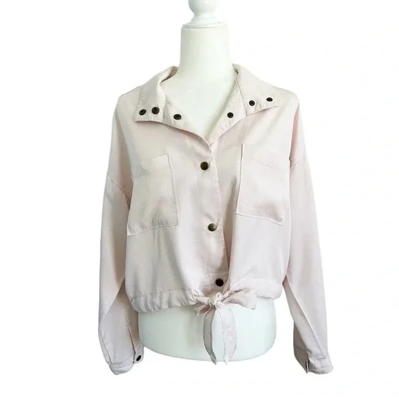 Marine Layer Oslo Crop Tie Waist Boxy Jacket Rosewater Pink Size M - Picture 11 of 11
